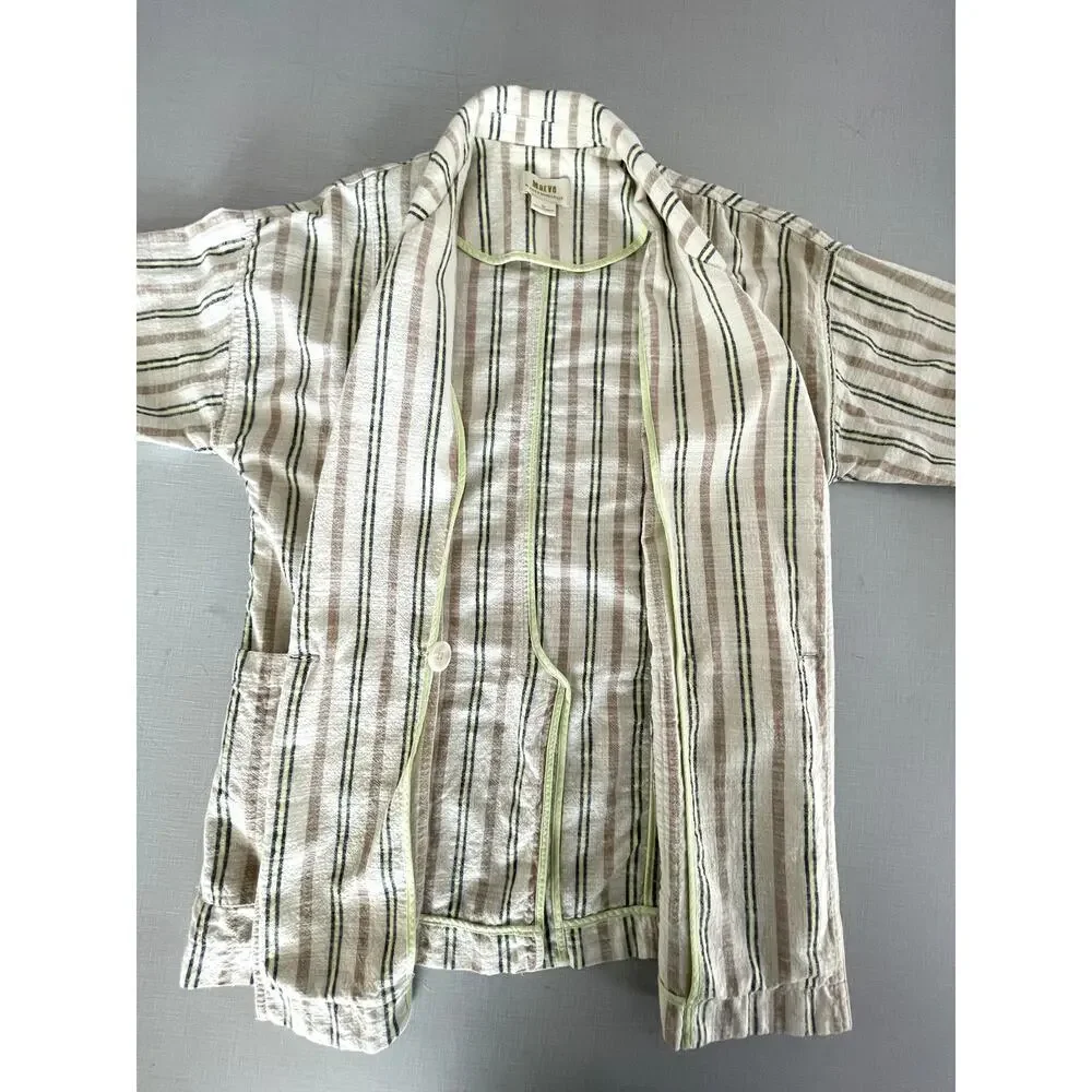 Maeve Anthropologie Sz XS Danielle Blazer Cotton Oversized Casual Boho Classic - Picture 5 of 13